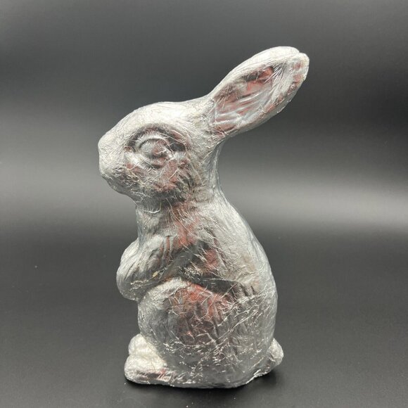 Unbranded Other - VTG Foil Wrapped Faux Chocolate Easter Bunny Rabbit Silver Decor 11in READ